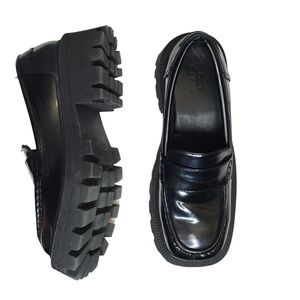 ASOS Design Chunky Heel Lug Sole Platform Square Toe Penny Loafer | 8-9 EU 39